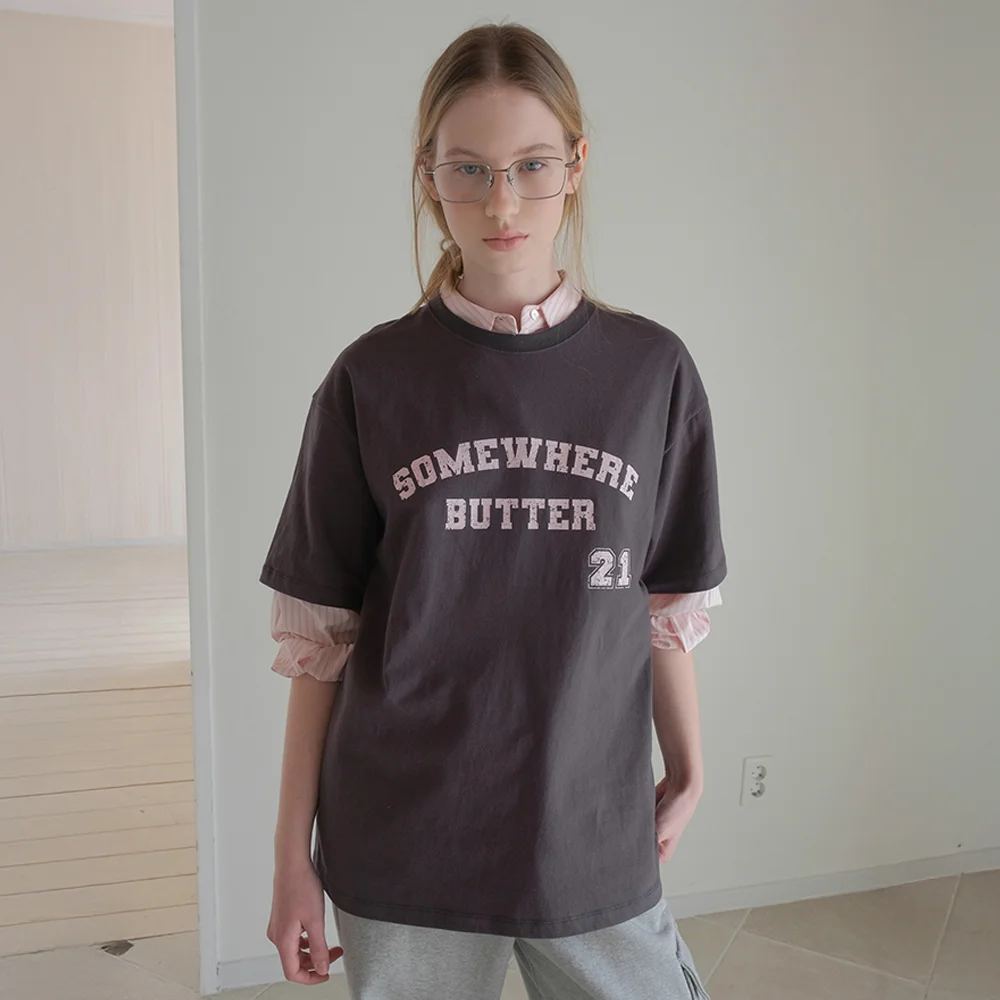 21 Square Logo Over-Fit Top - Charcoal