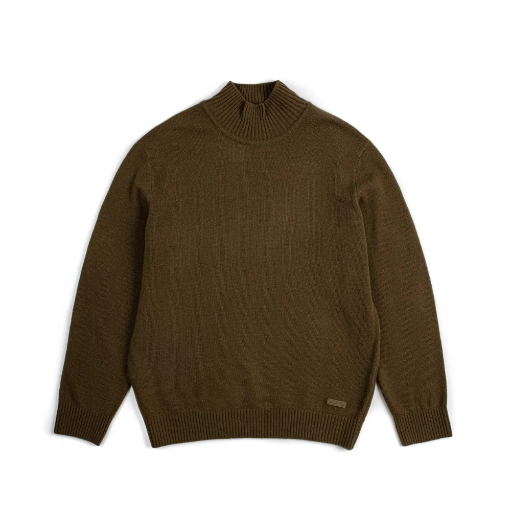 SOFT WOOL HALF NECK SWEATER - KHAKI (P234MKT221)
