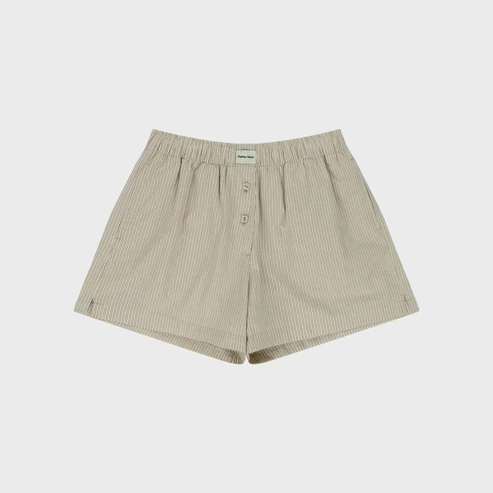 (W)STRIPE COMFORT BOXER SHORTS (BEIGE)