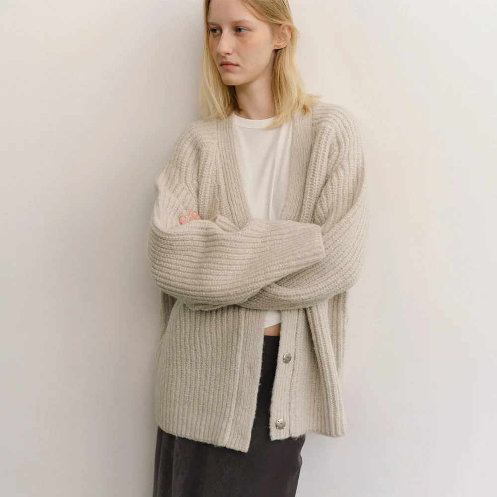 NEST BULKY BELTED CARDIGAN_FOG GREY