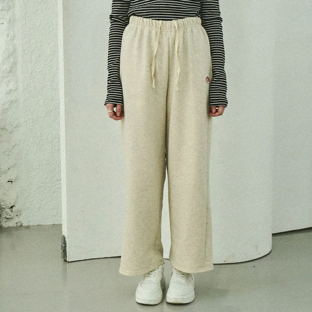 Banding wide sweat pants