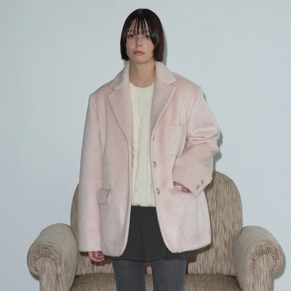 HAIRY WOOL JACKET (LIGHT PINK)
