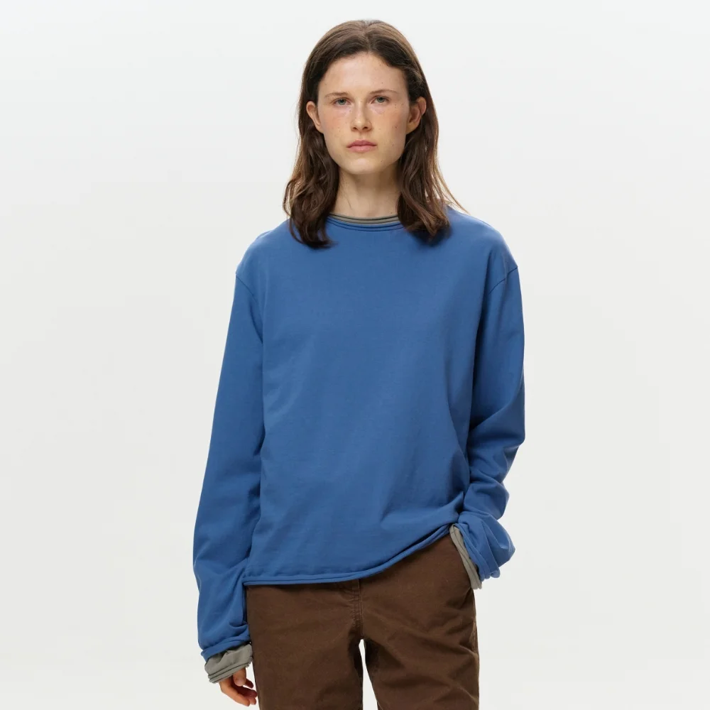 UNISEX ERA RAW EDGE LS T - BLUE