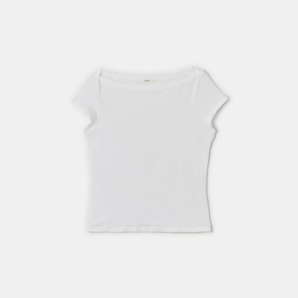 Boat-Neck Shoulder T-shirt(Ivory)