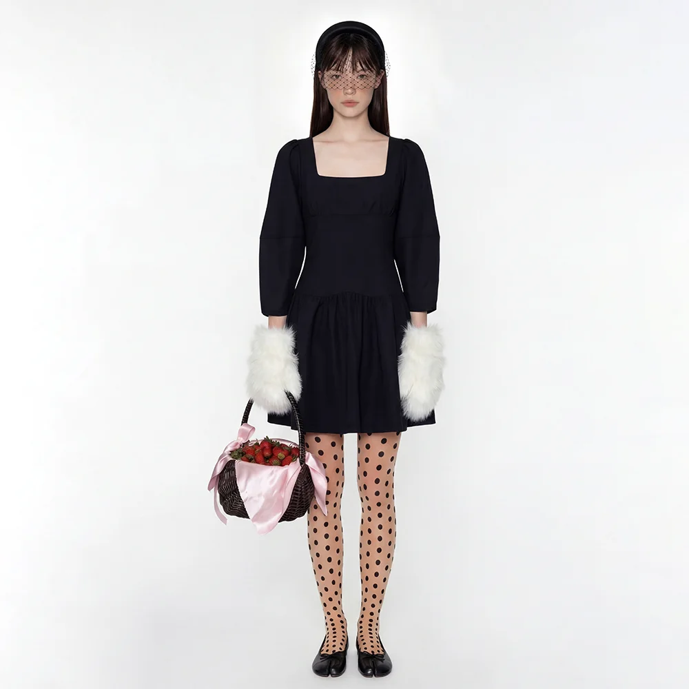 Ribbon Tie Classic Dress (Black)