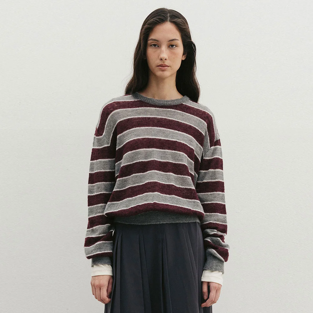 Stripe Round Knit(Grey)