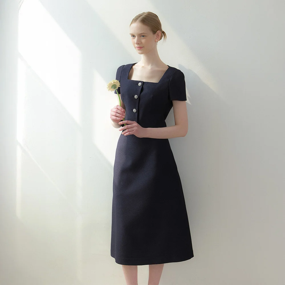 Dahlia Tweed A-Line Long-Skirt / Navy(2color)