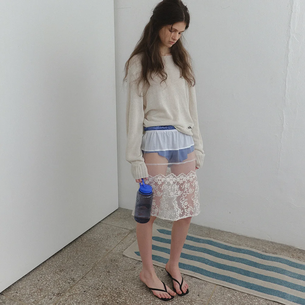 Ange see-through skirt_ivory