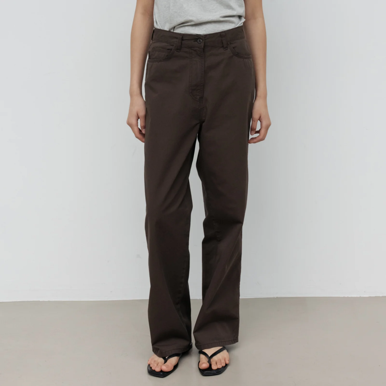 Washed Cotton Pants (Brown)