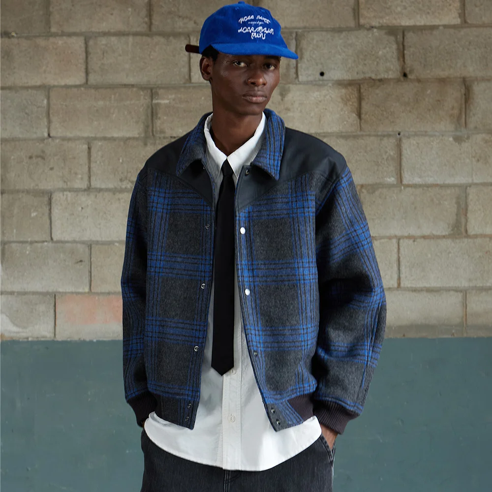 棒球外套 5703 西部 羊毛 羽絨外套 格紋灰 Stadium Jacket