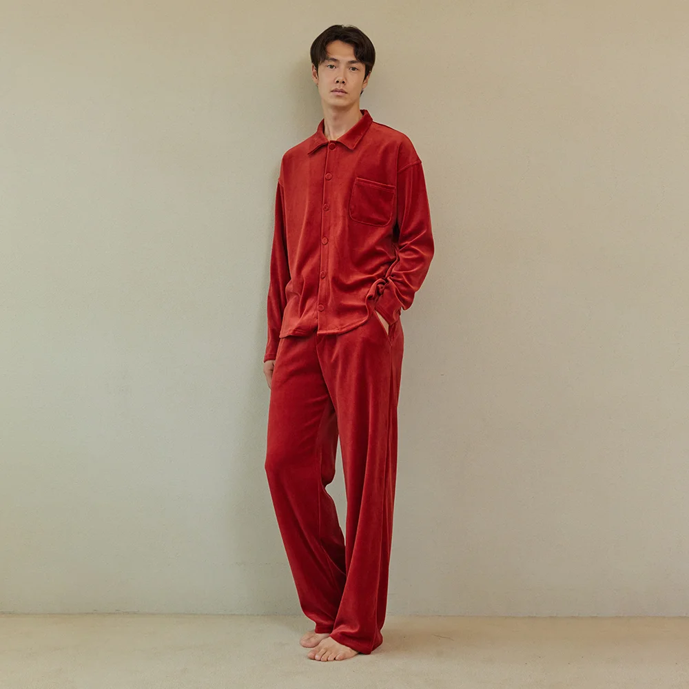 VELOUR PAJAMA SET_carmine red (men)