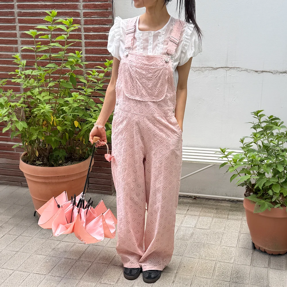 Punching Lace Overall (Light Pink)