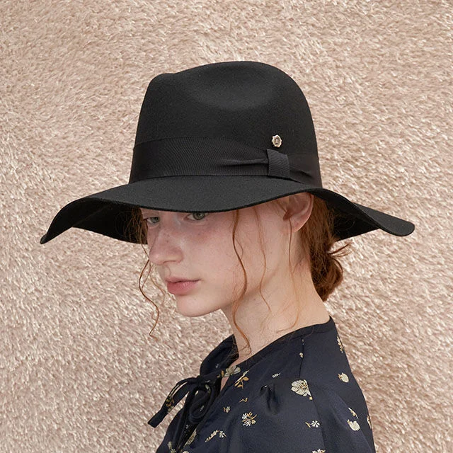 Flare Wool Felt Fedora - Black