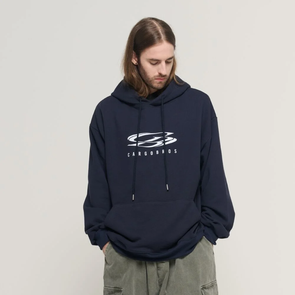 CIRCLE LOGO OVER HOOD T-SHIRT (NAVY)