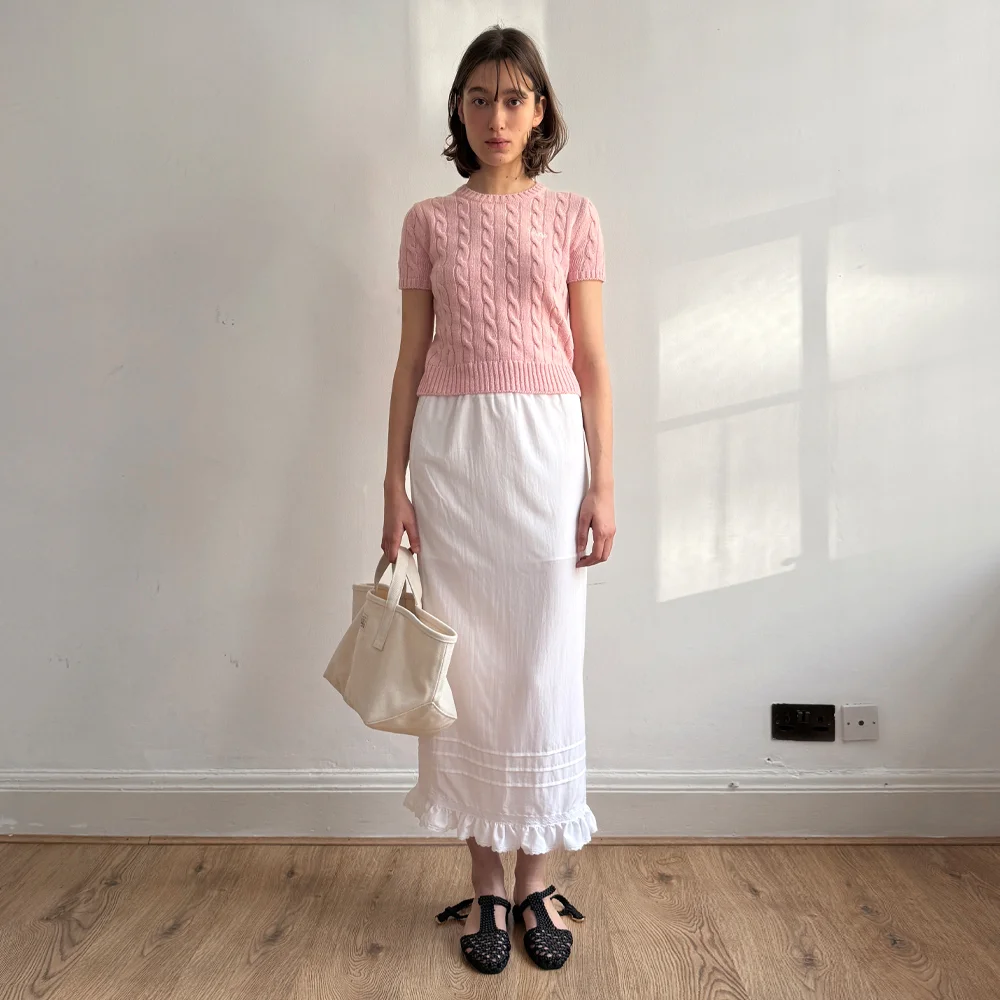 Pintuck Long Skirt (White)