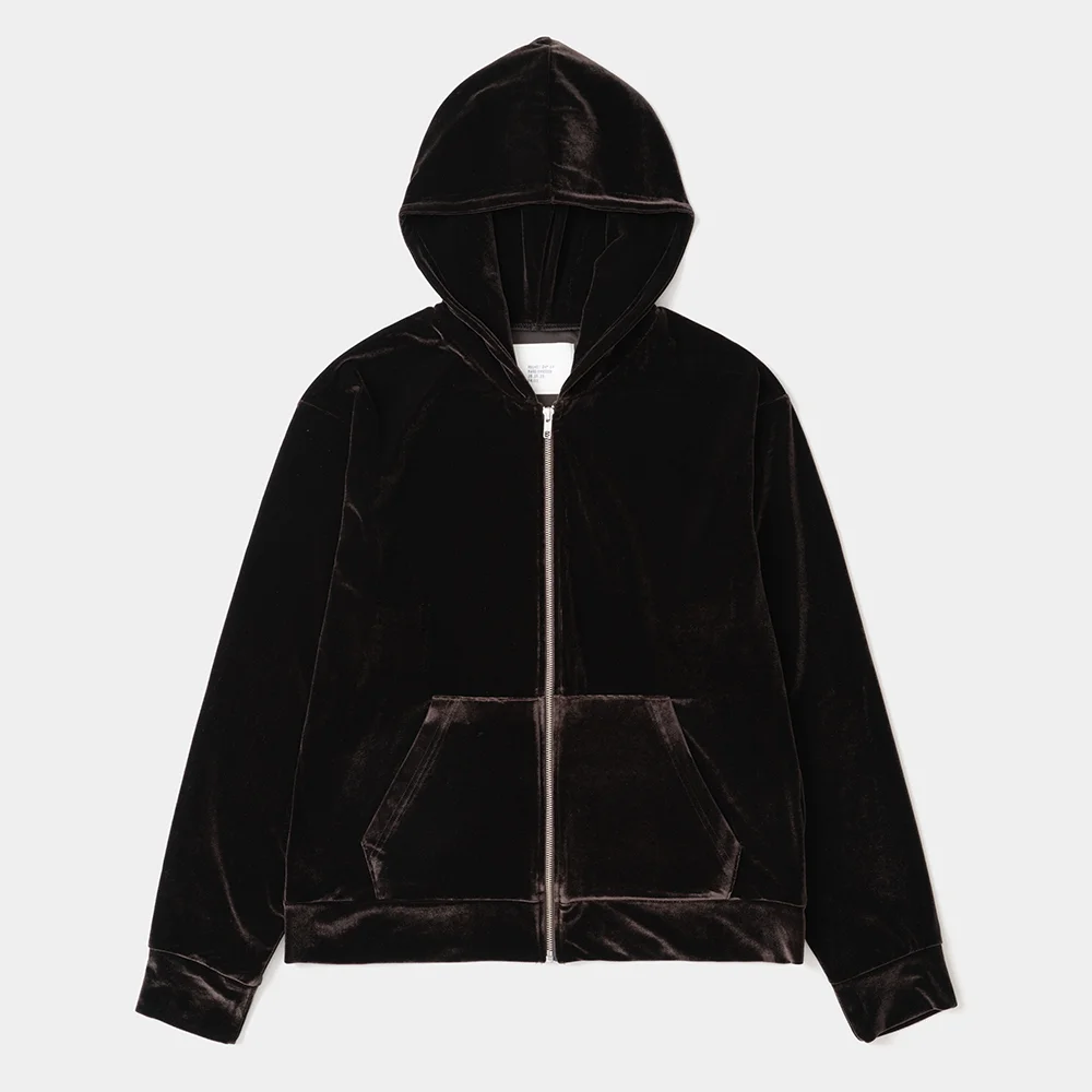 VELVET ZIP UP BROWN