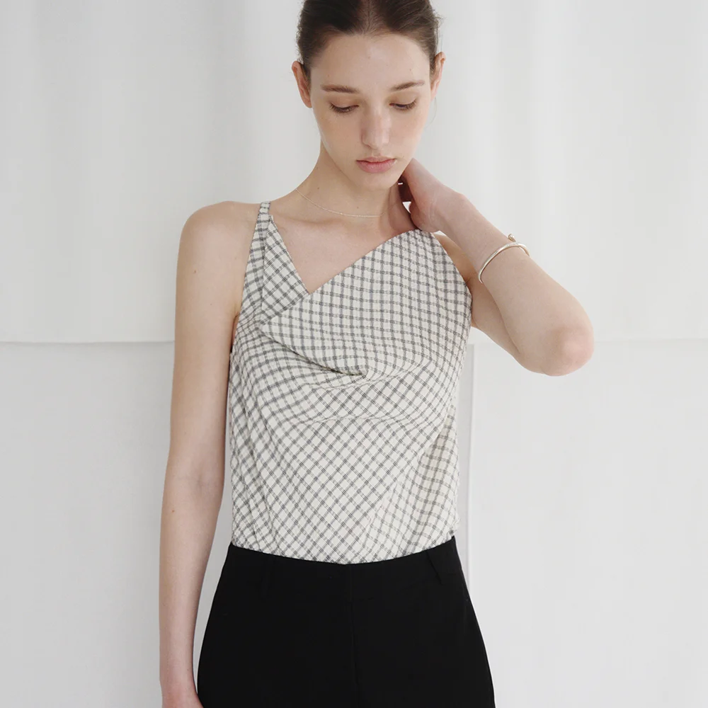 Zeni Halter Drape Blouse (Ivory)