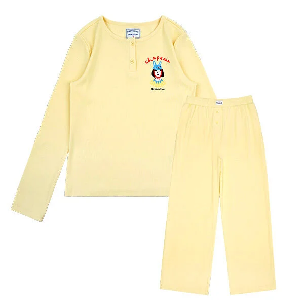 WOMEN 女裝黃色兔仔口罩Jersey睡衣套裝_BU51UJ506