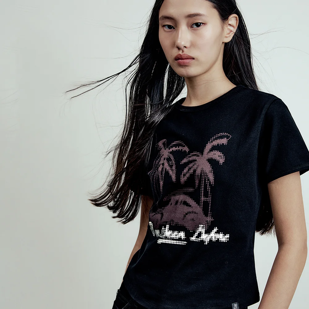 Callie 圖案 Ringer T恤 黑色