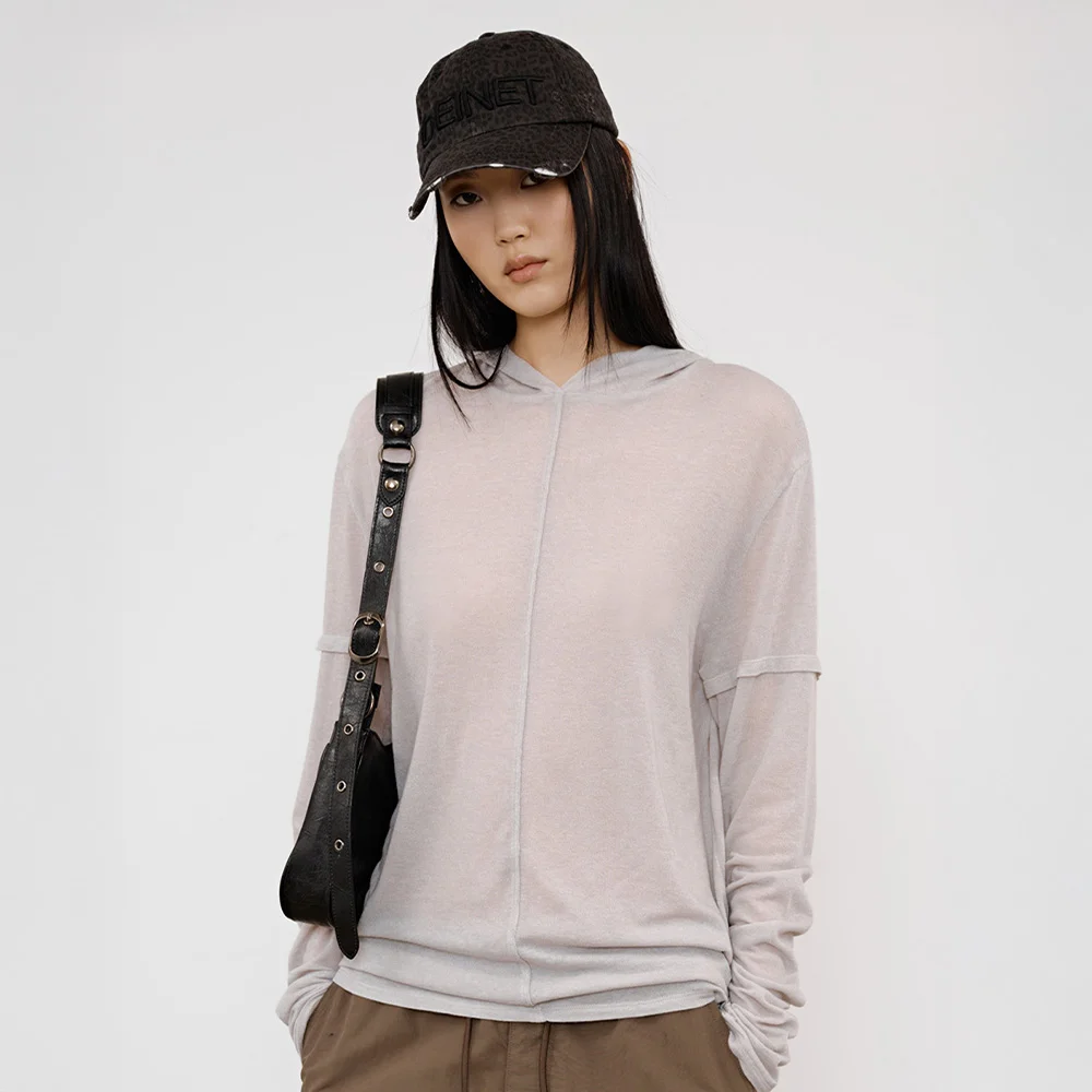 FAKE HOOD LONG SLEEVE IN LIGHT GREY