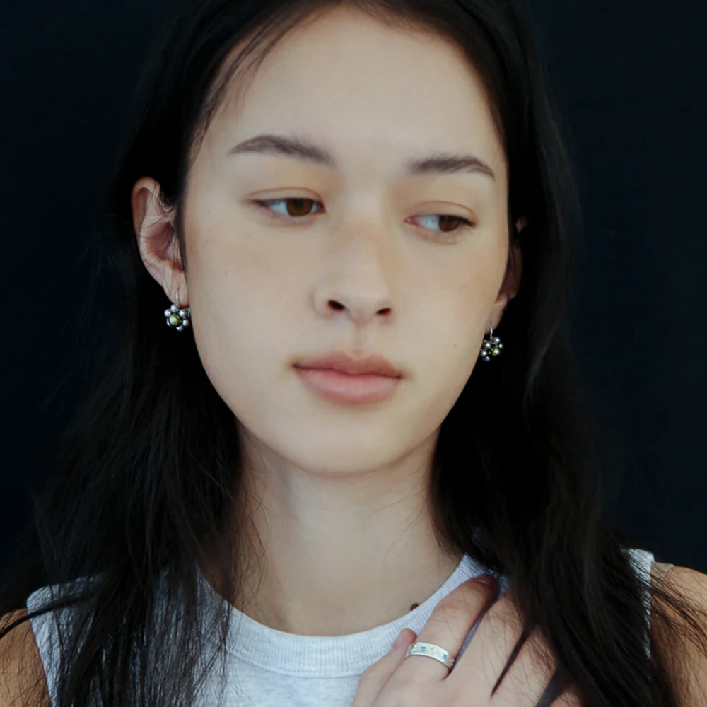 Tin tin sleeper earrings, STEEL