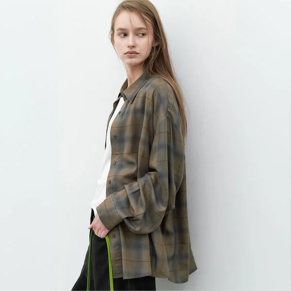 (BL-4441)GARMENT WASHED CHECK SHIRT