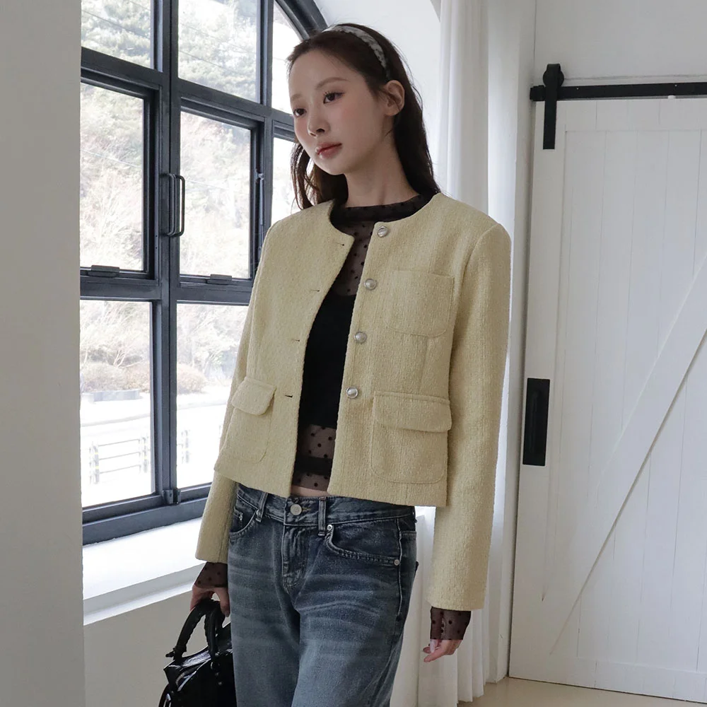 SAINT NO COLLAR TWEED JACKET