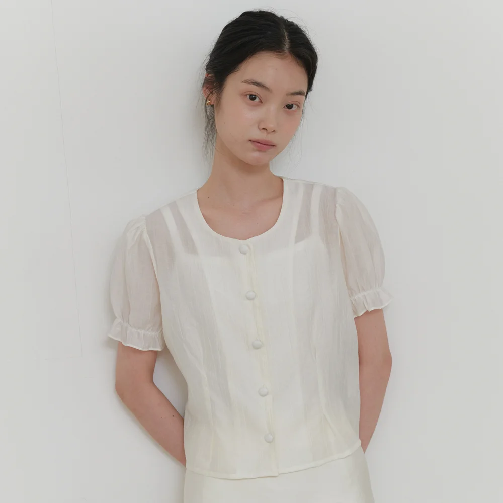SOFT SHIRRING SHIRT_CREAM
