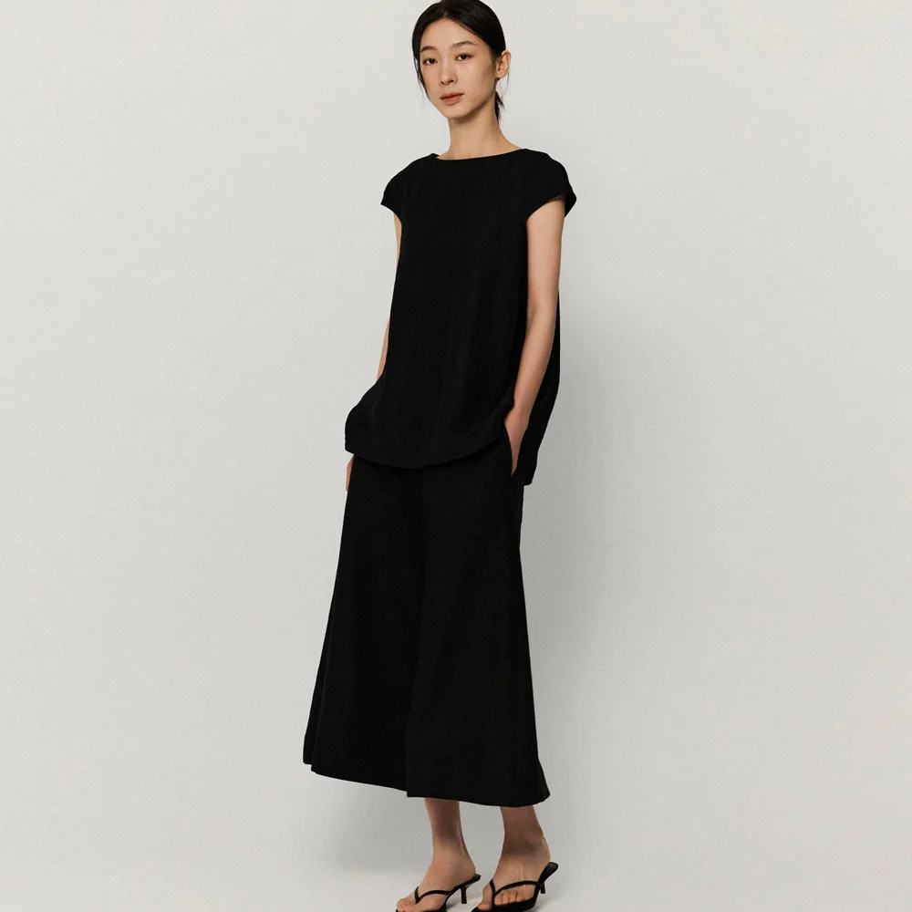 linen wide pants_black