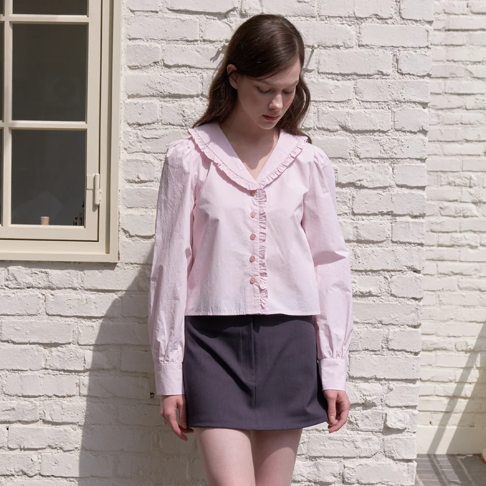 pring frill blouse - baby pink