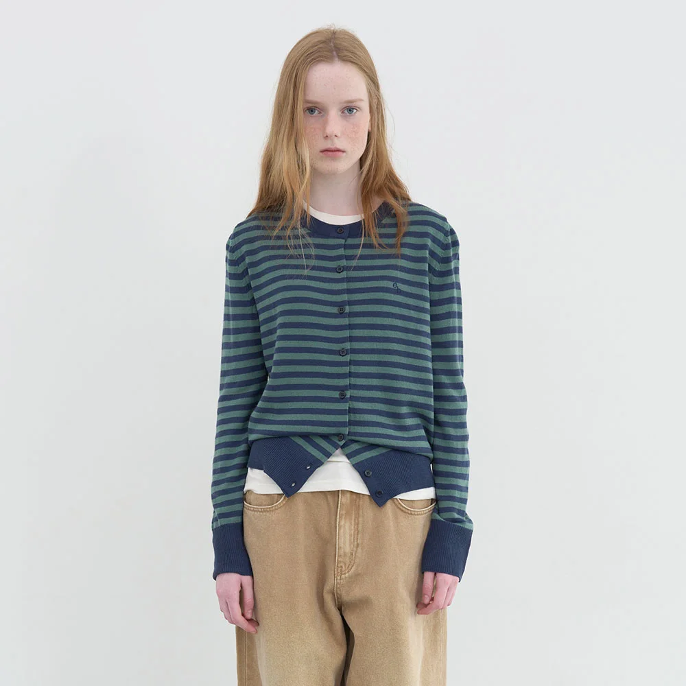 條紋 經典 開襟外套 (Green Stripe)