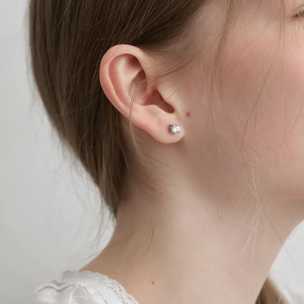 square cubic earrings (E068_silver)