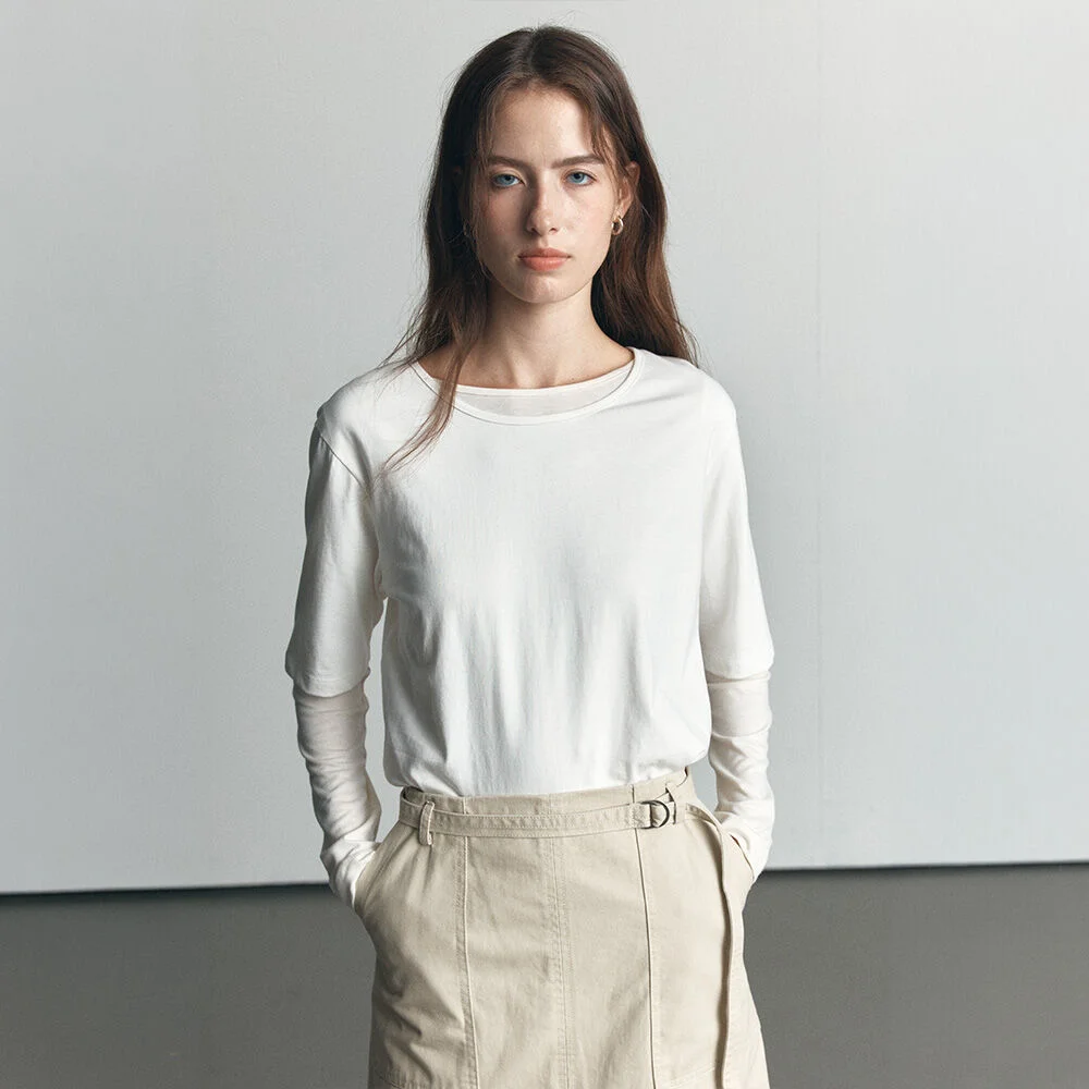 Soft basic half sleeve T-shirt _Ivory