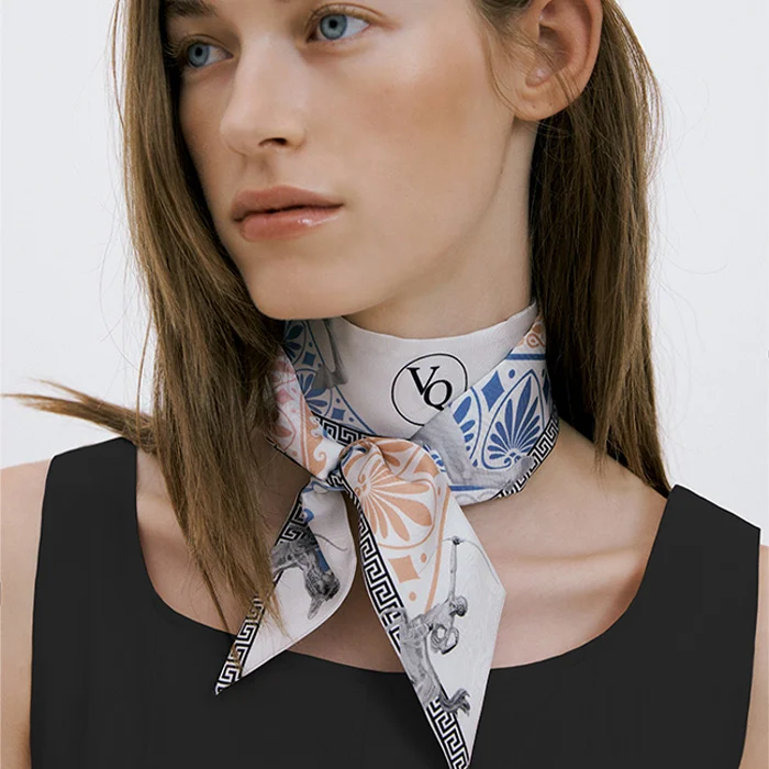 Centaur-Ivory Long Twilly Silk Scarf