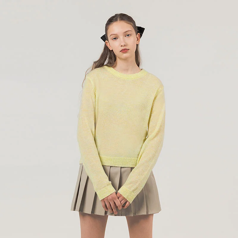 CREW NECK CROP KNIT LEMON