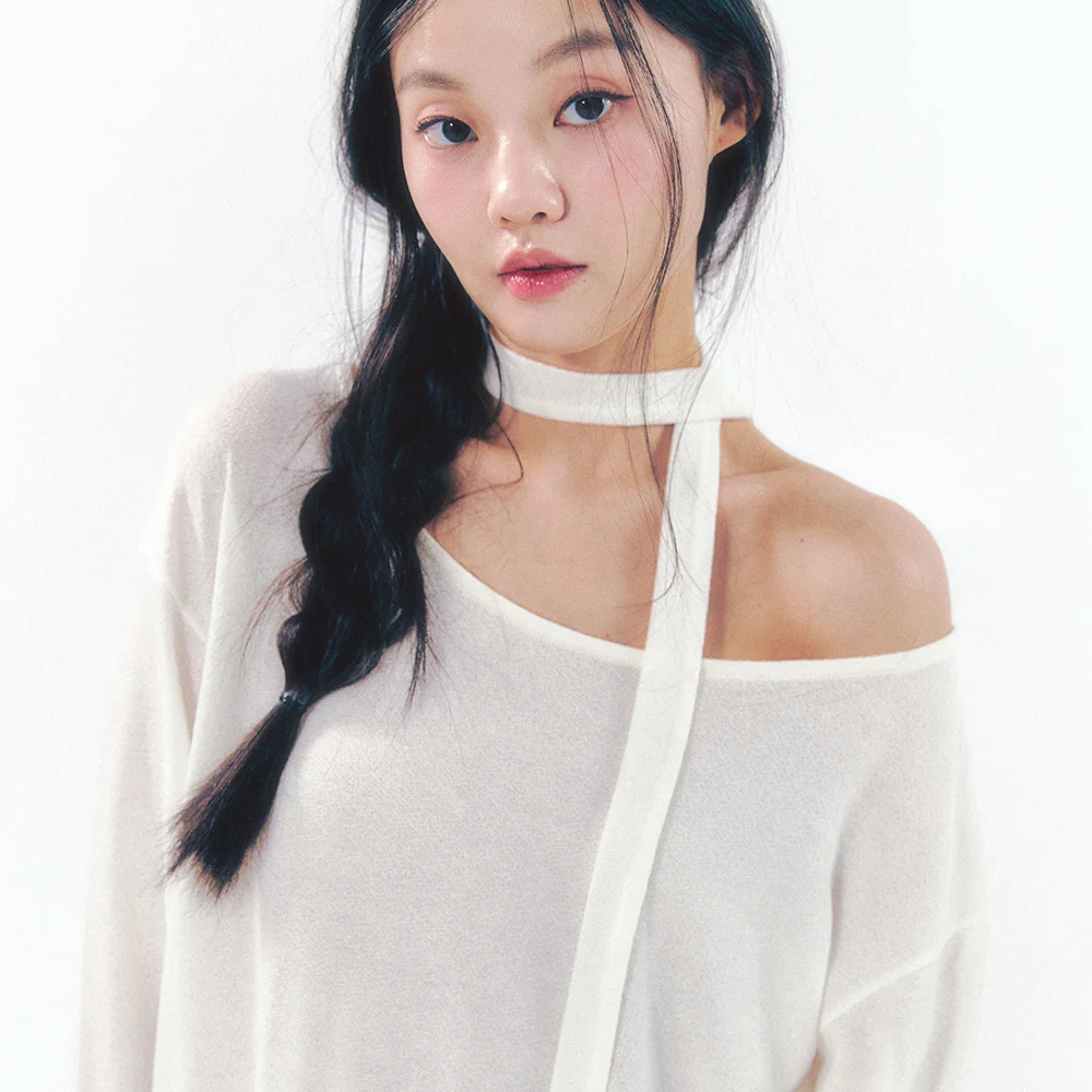 Knit Tie Long Sleeve Set Ivory