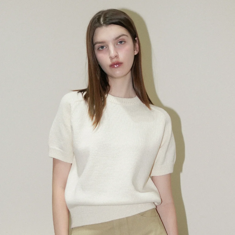 Cotton Round Half Knit (cream)