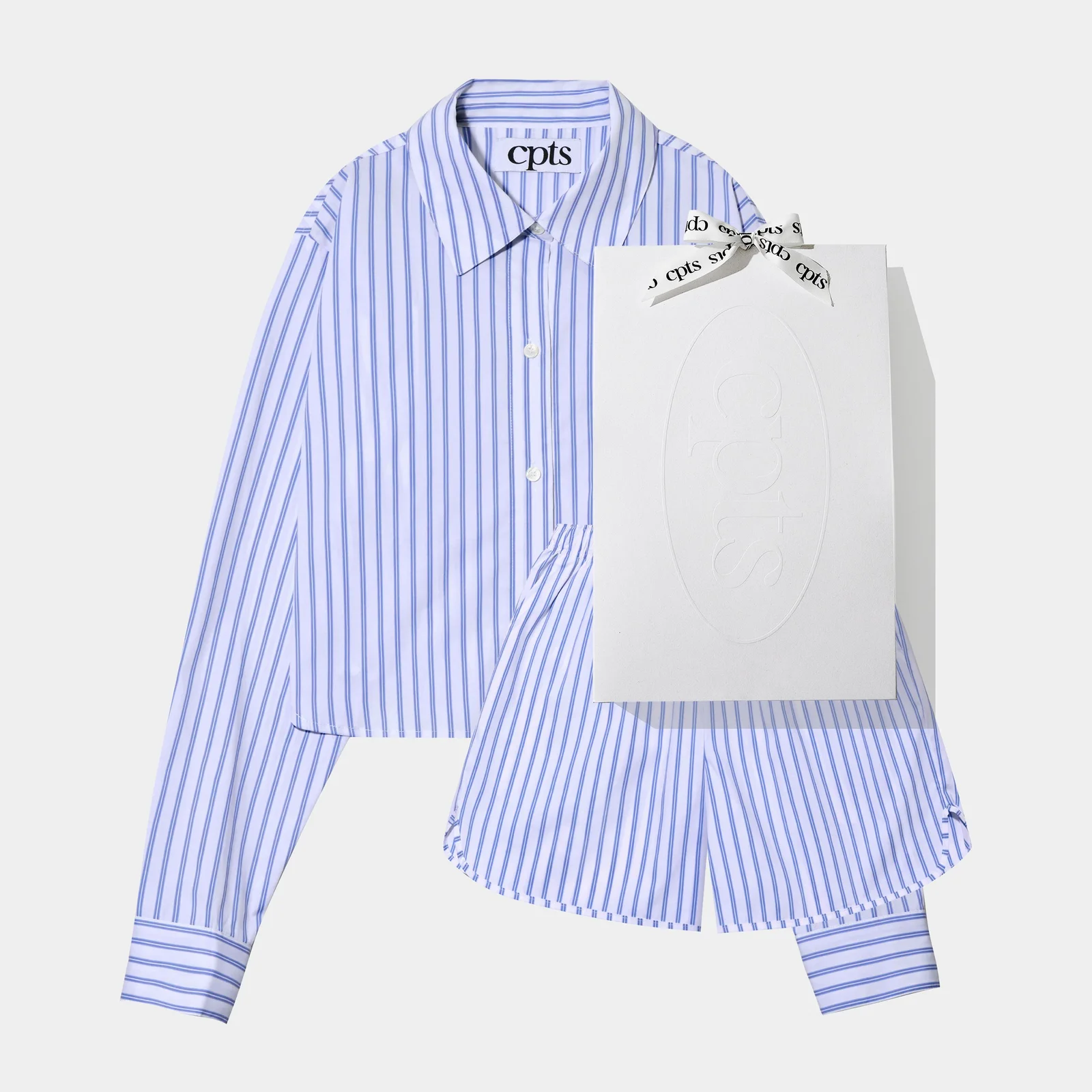 STRIPED POPLIN SHIRTS PAJAMAS _WHITE
