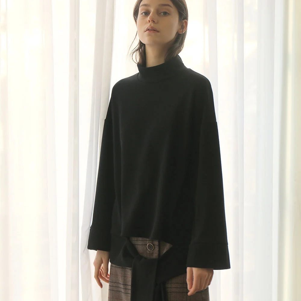 TIED TURTLENECK T-SHIRT_BLACK