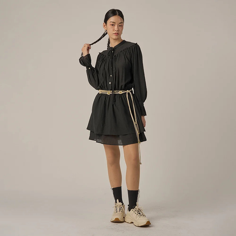 蓬鬆 衣袖 Boho Chic 迷你 連衣裙