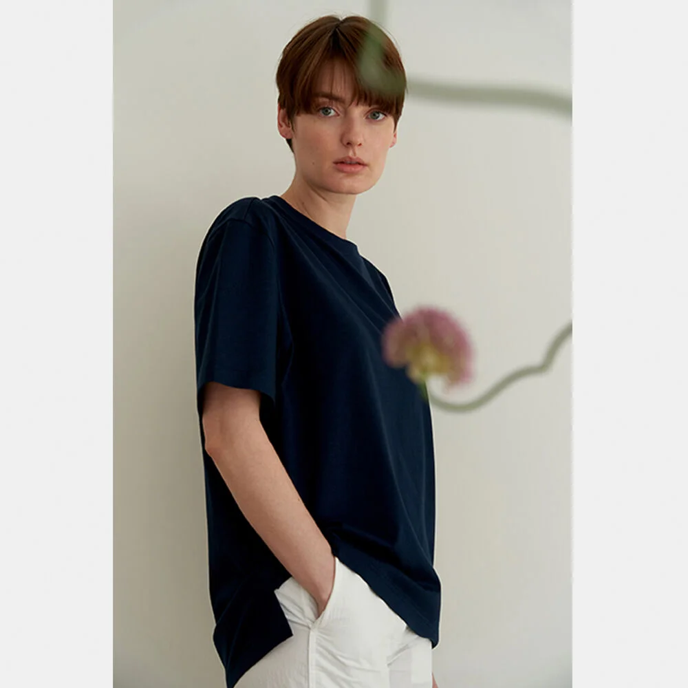 loose-fit point logo t-shirt_Navy