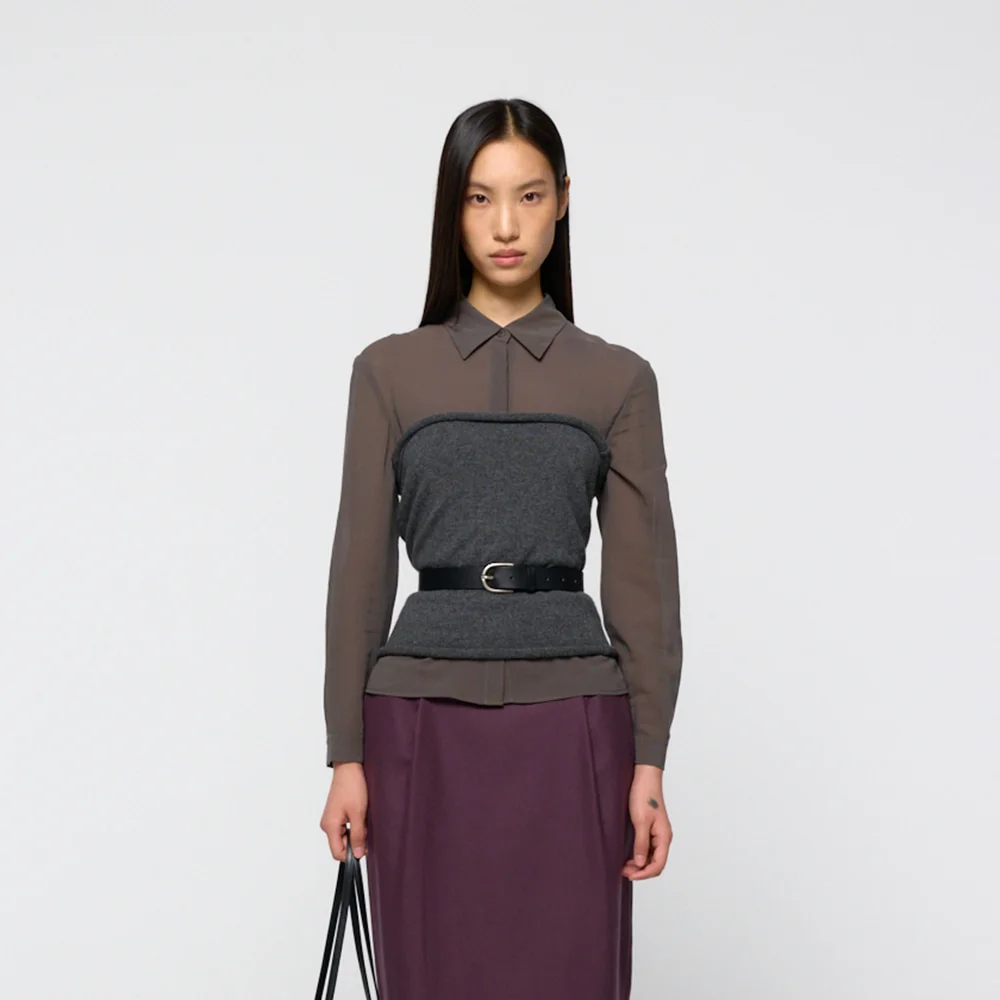 Sheer cotton shirt, Grey