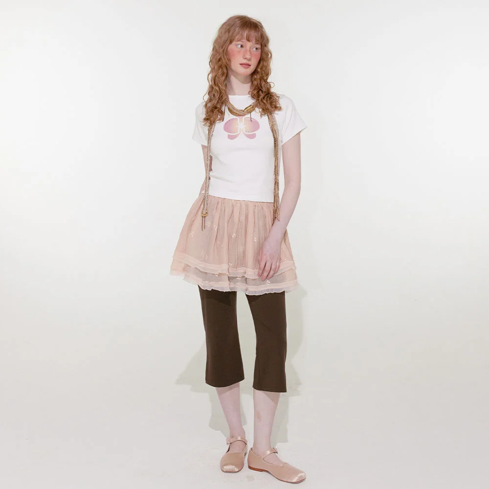 Double Chiffon Layered Skirt (Apricot)