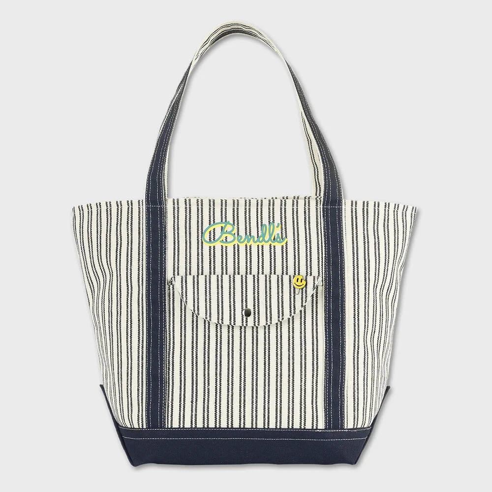RETRO STRIPE TOTE BAG - NAVY
