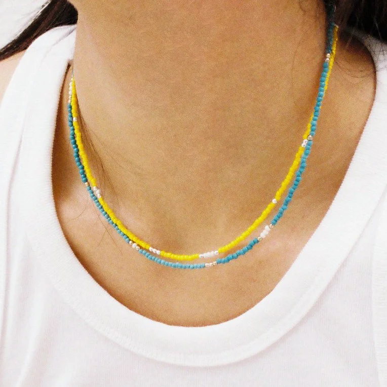 LOVE SKINNY BEADS NECKLACE YELLOW