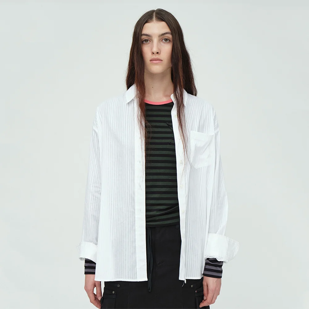 COTTON STRIPE LONG SLEEVE SHIRT_white stripe