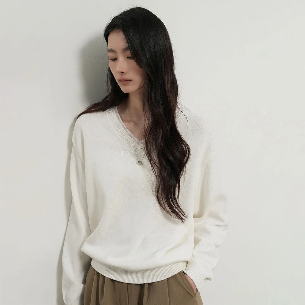 WOMAN 純棉 層次 V領 針織衫 套頭 / GF1LKP506