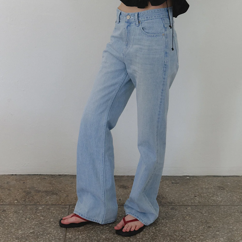 Relaxed washed denim pants_light blue