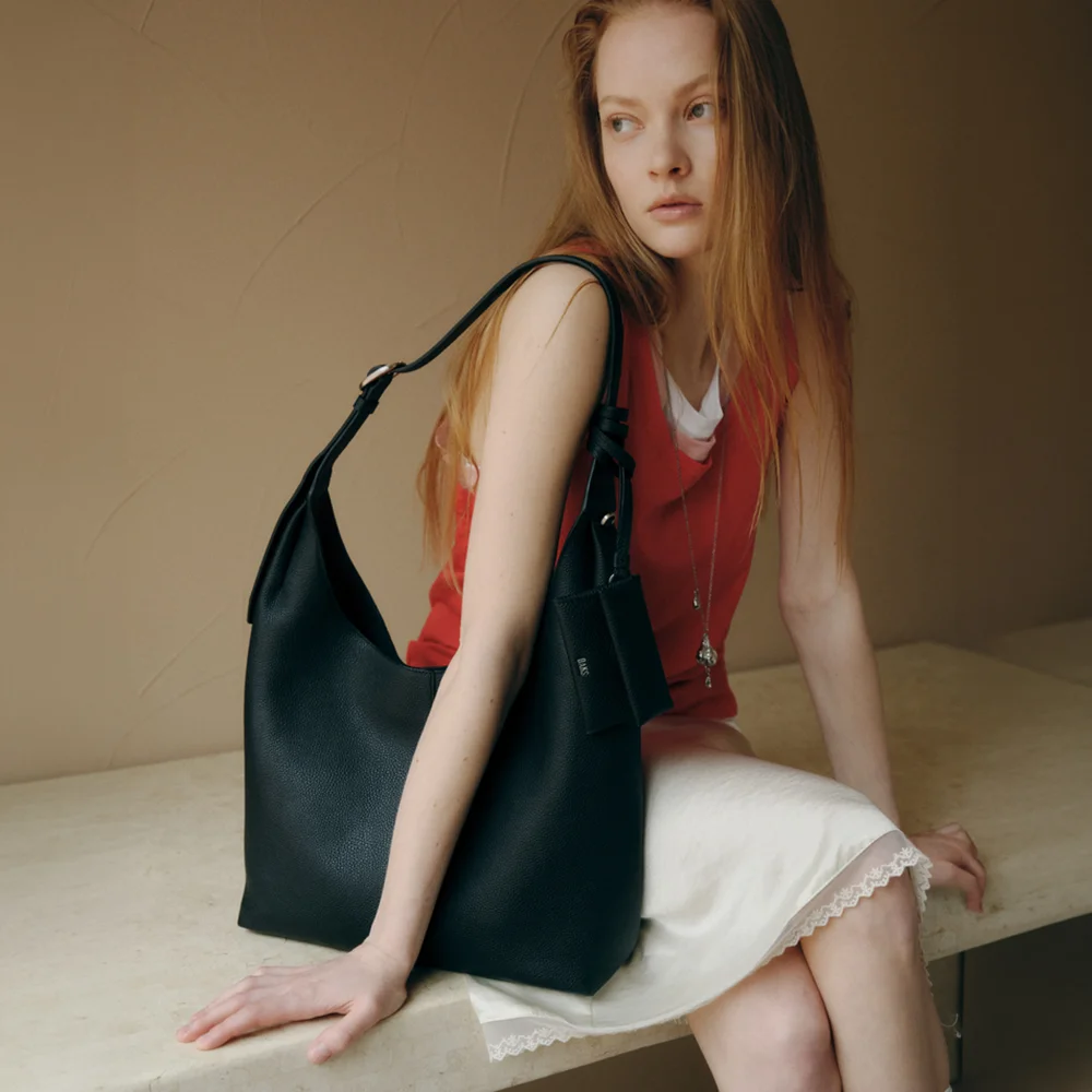 黑色 真皮 柔軟 Hobo Bag L DCBA6F100BK