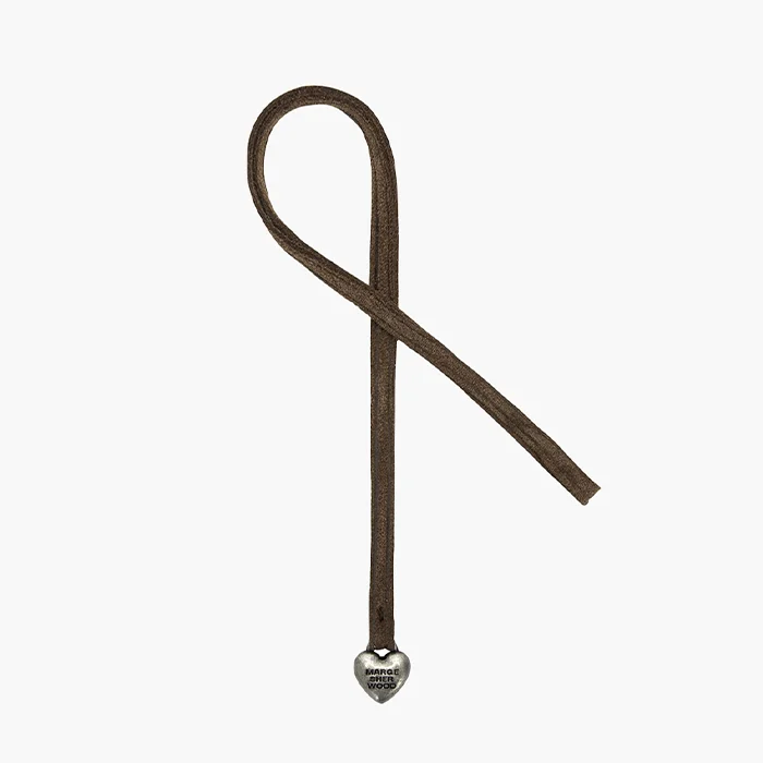 HEART CHARM_choco brown suede